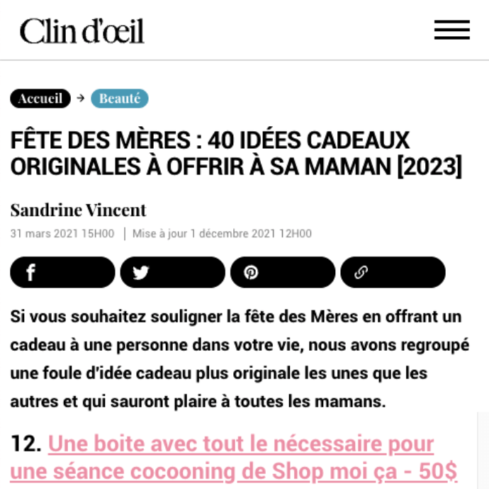 Clin d'oeil | Fête des mères: 40 idées cadeaux originales à offrir à sa maman