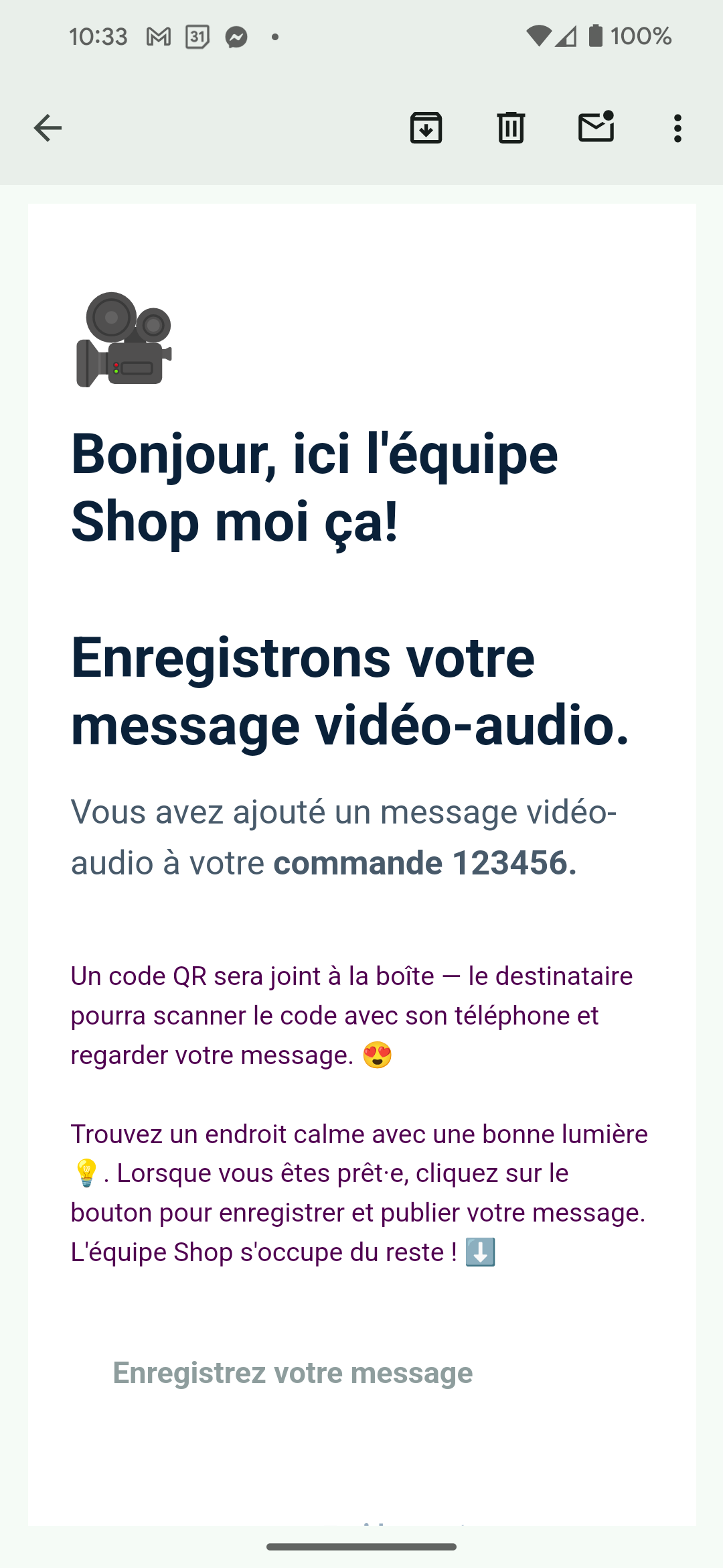 Send a gift message with your order (You'll record after checkout)