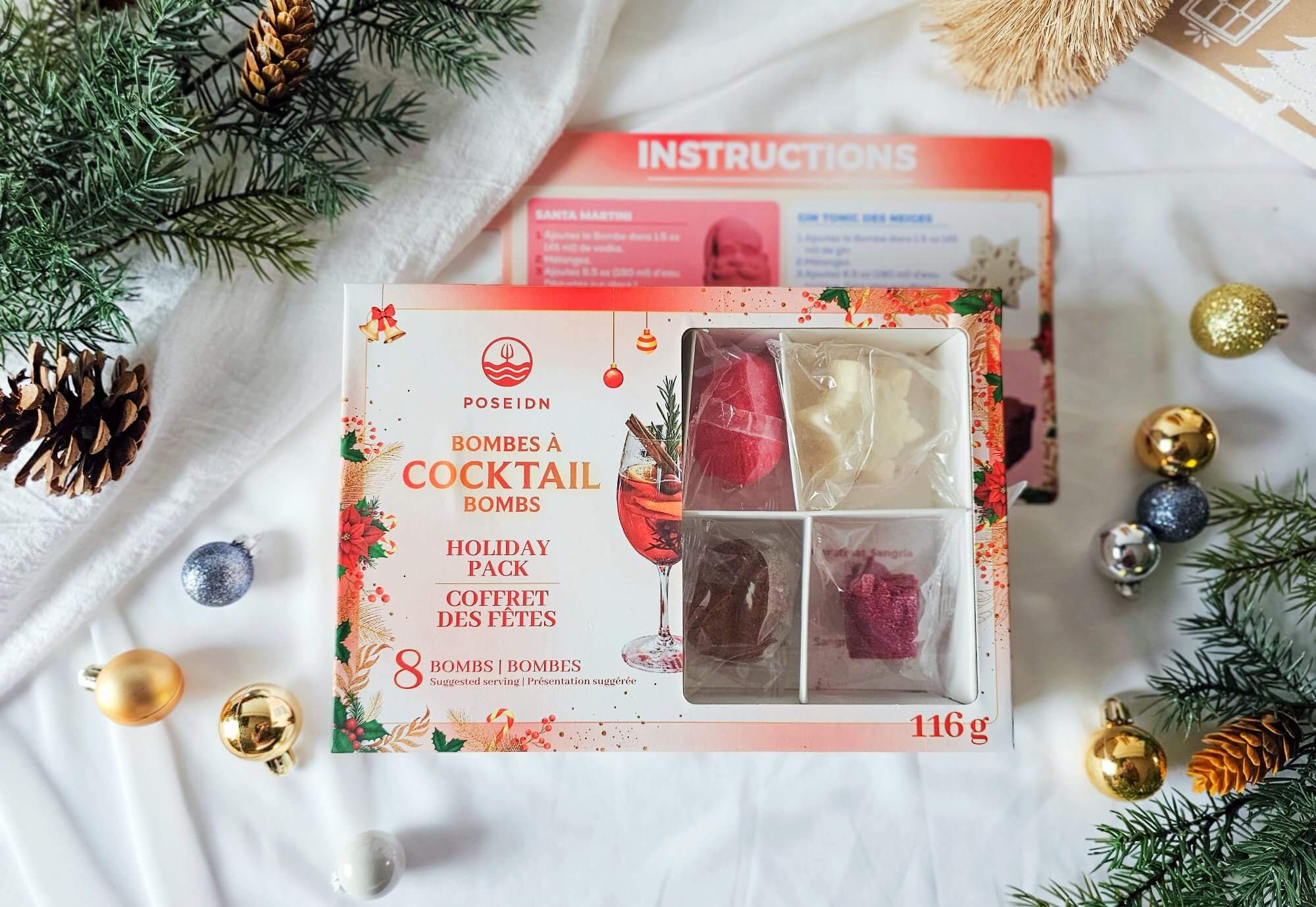 Holiday gift set of 8 3D cocktail bombs