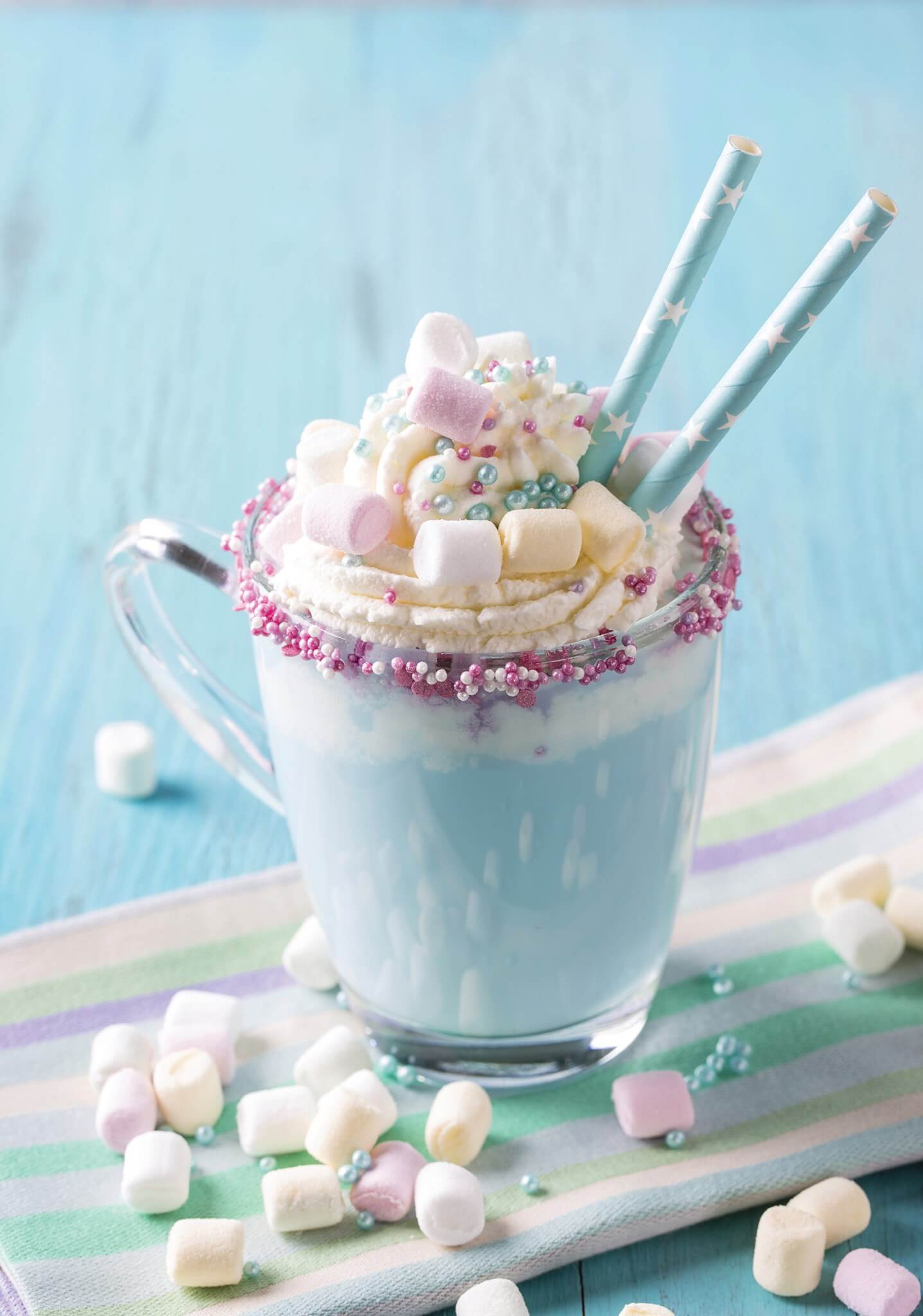 Coloured hot chocolate